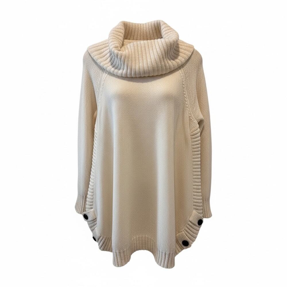 Soft Surroundings Chenille Cozy Cowl Neck Sweater – Cream – Size L Cottagecore - Picture 1 of 7